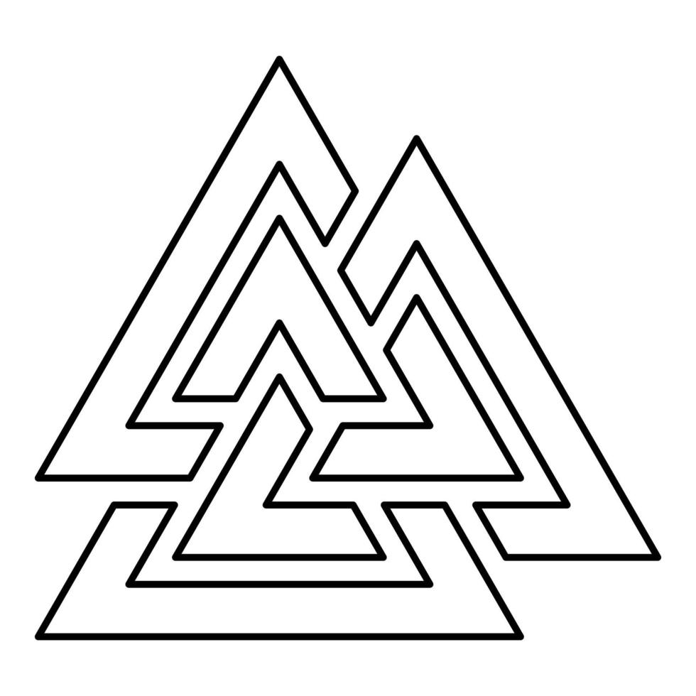 valknut símbolo ícone vetor de contorno de cor preta
