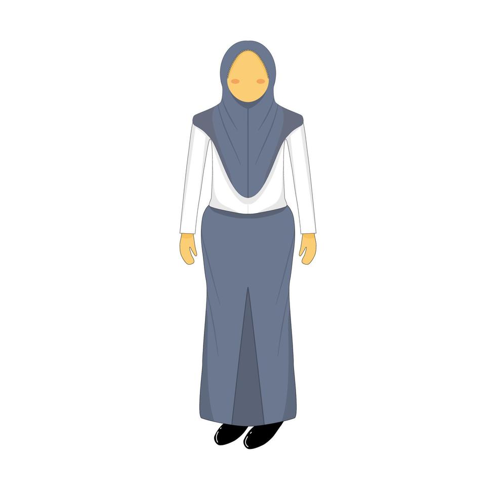 vetor para personagem de estudante hijab vestindo unifrom de colegial indonésio
