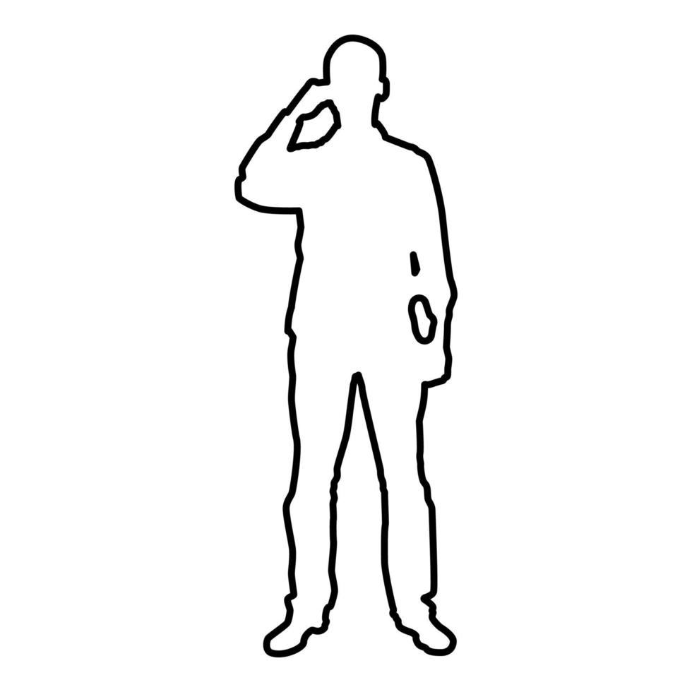 homem bebendo da caneca em pé ícone preto cor vetor