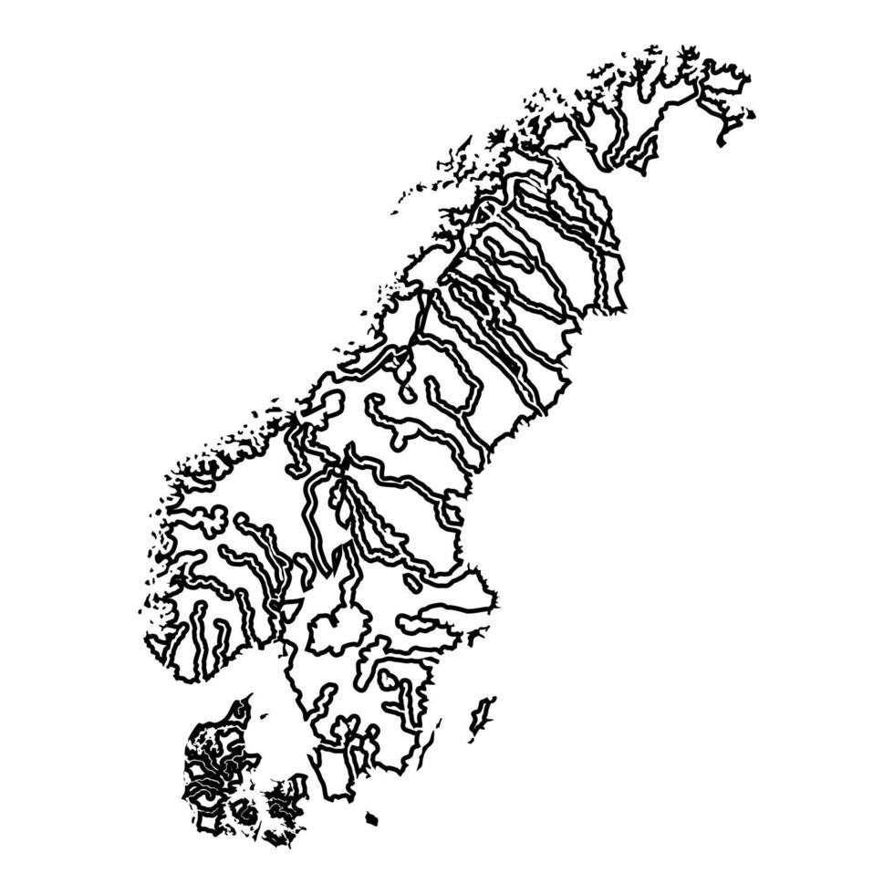 mapa do vetor de cor preta ícone da Escandinávia