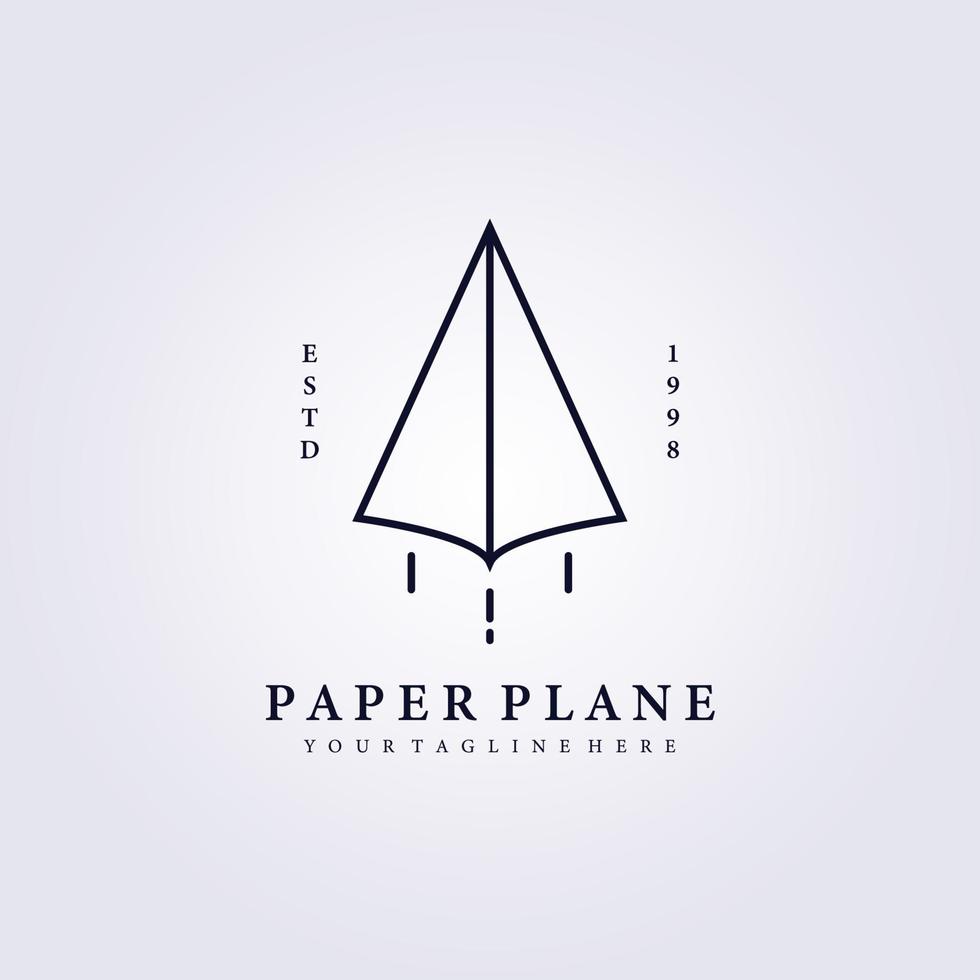 logotipo de viagem simples papel avião linha arte vector design de ilustração minimalista