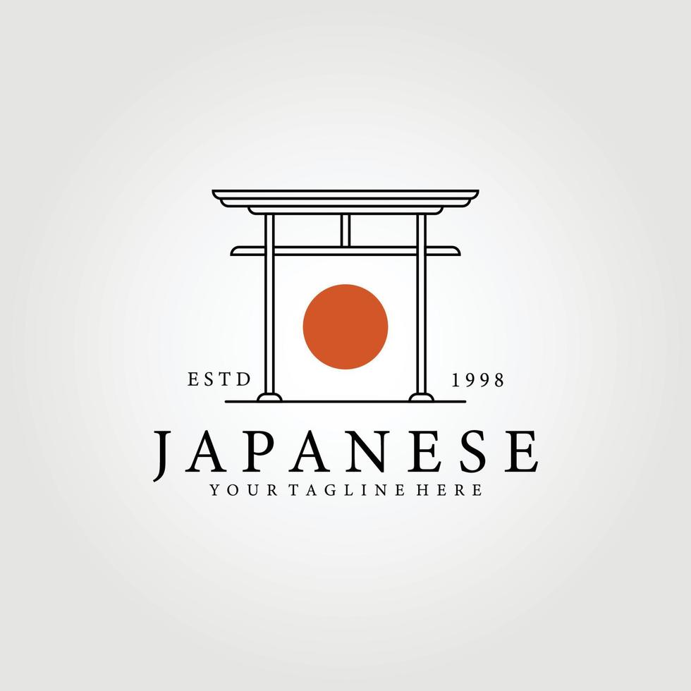 linha arte ícone japonês logotipo ilustração vetorial design, cultura tradicional do japão vetor
