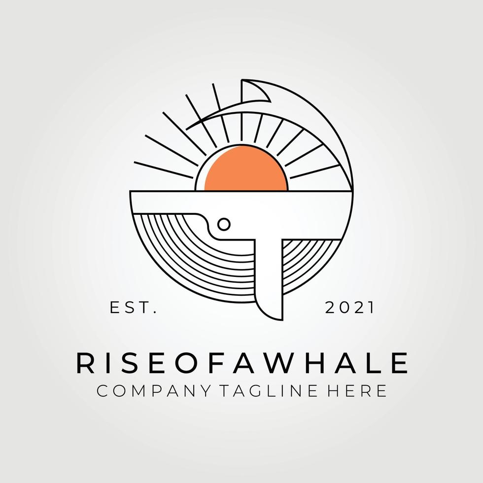 linha arte baleia logotipo ilustração vetorial design gráfico, ascensão do ícone da baleia vetor