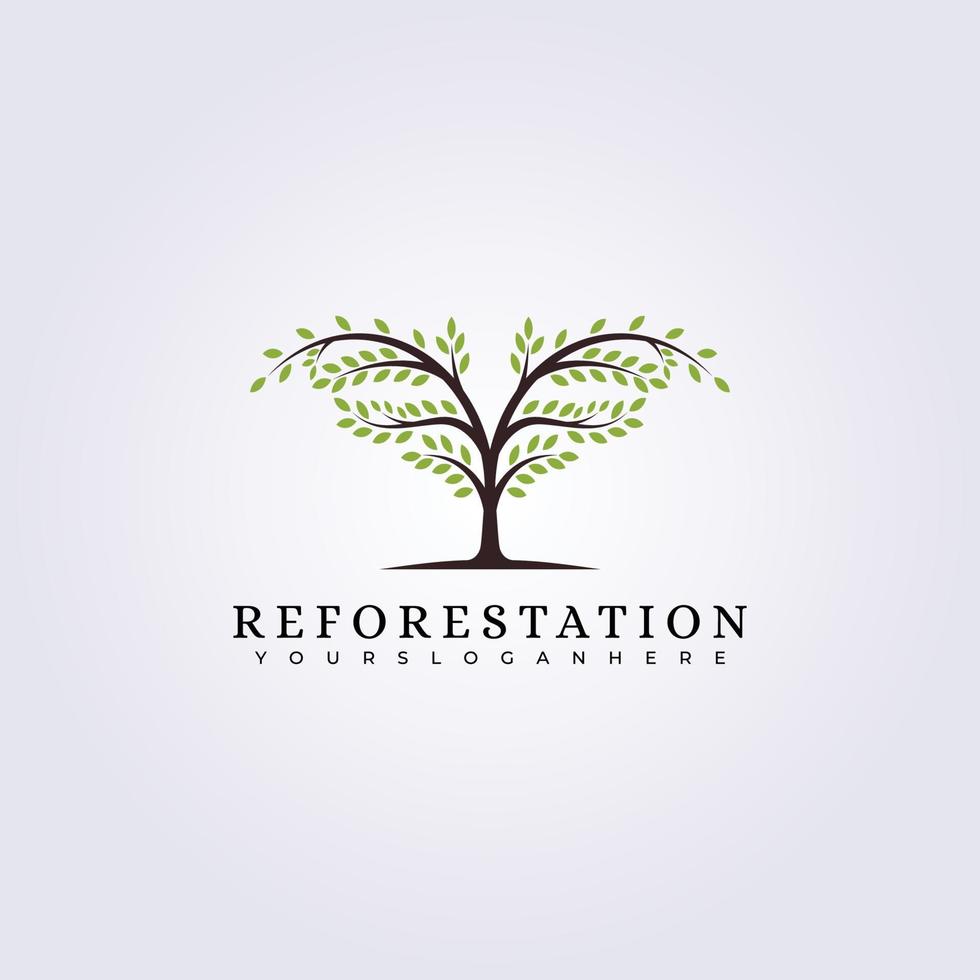 design de ilustração vetorial de logotipo de floresta verde perene de reflorestamento vetor