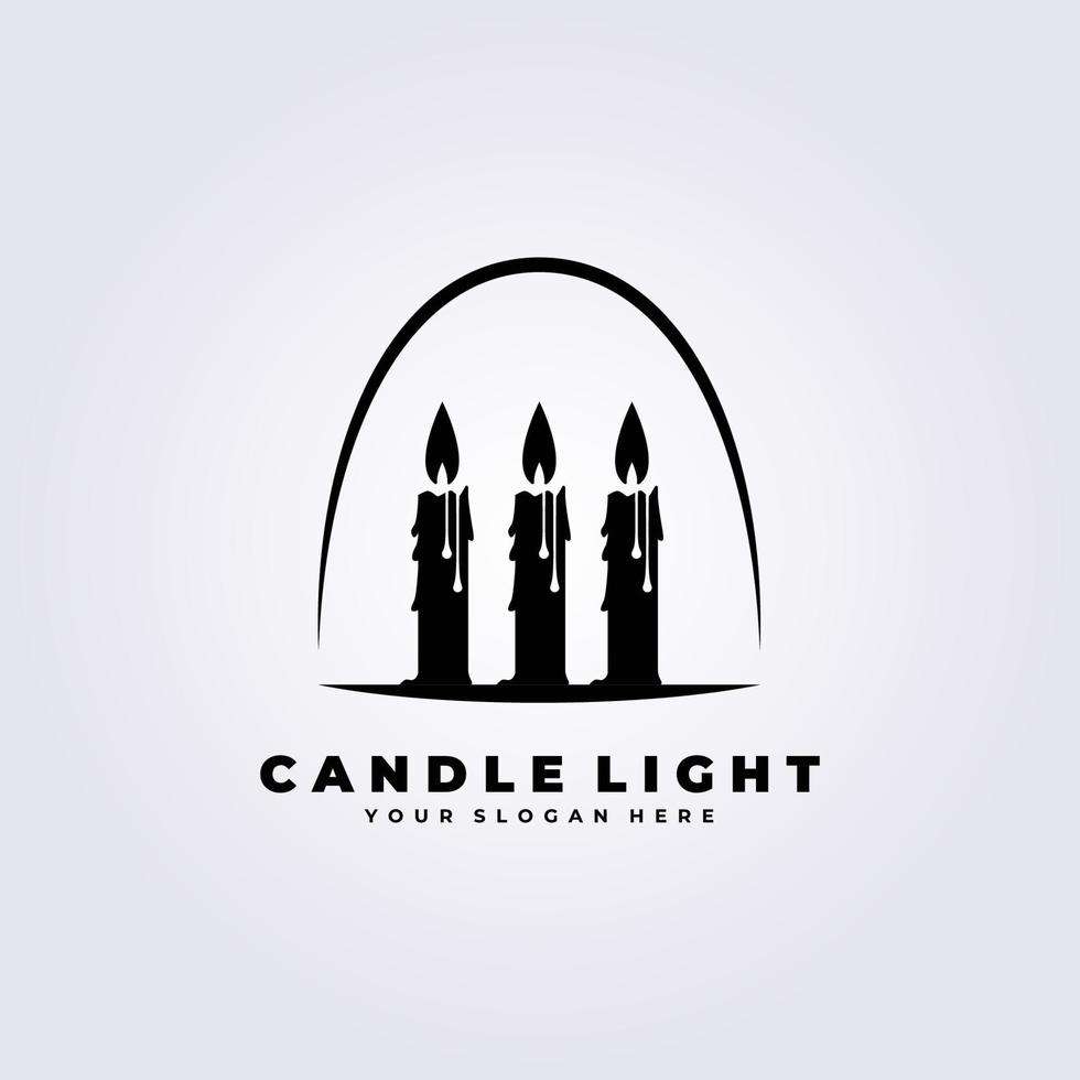 design de ilustração vetorial de logotipo de chama de luz de vela vintage vetor
