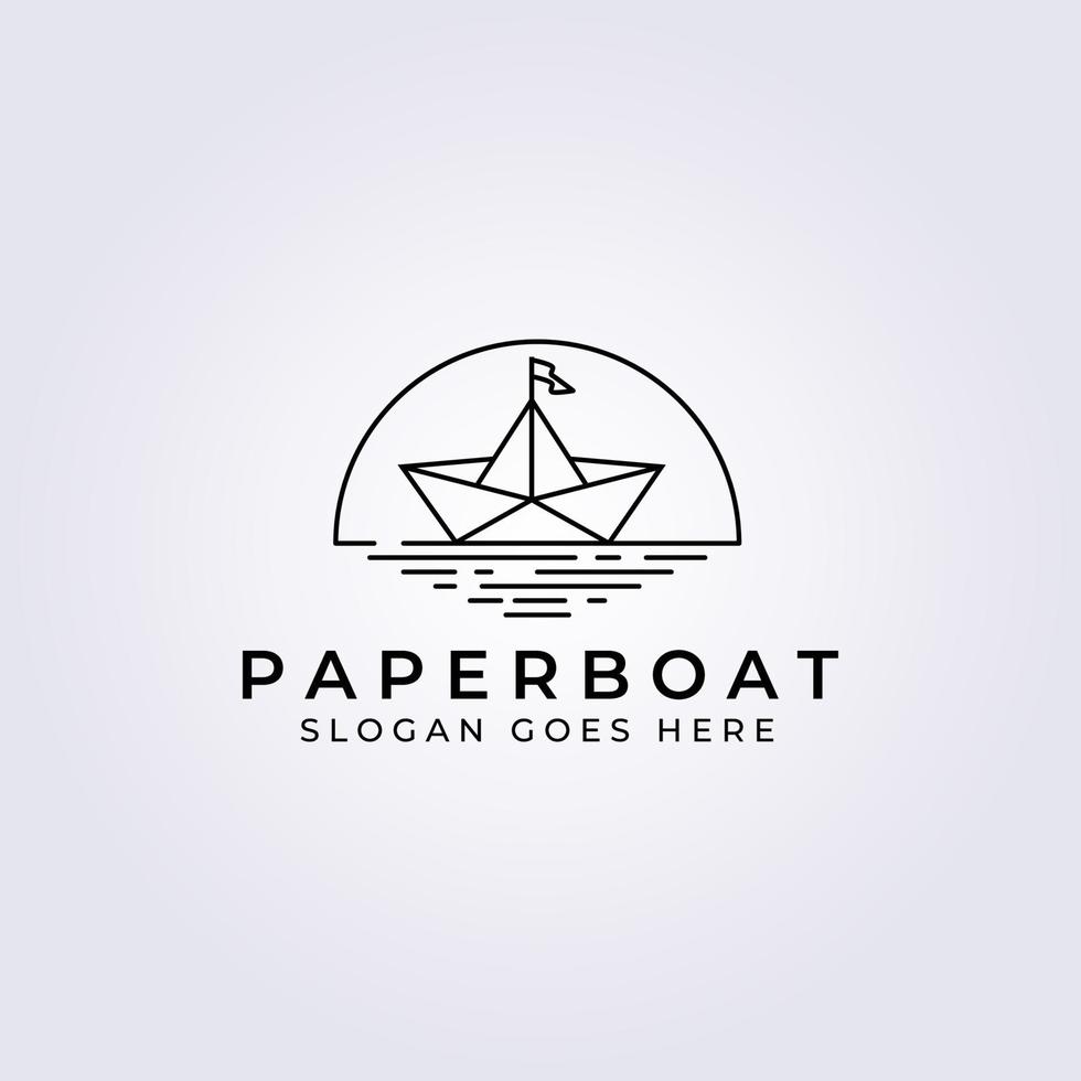 design de ilustração vetorial de logotipo de arte de linha de barco de papel, barco de papel para estudo, modelo de empresa vetor