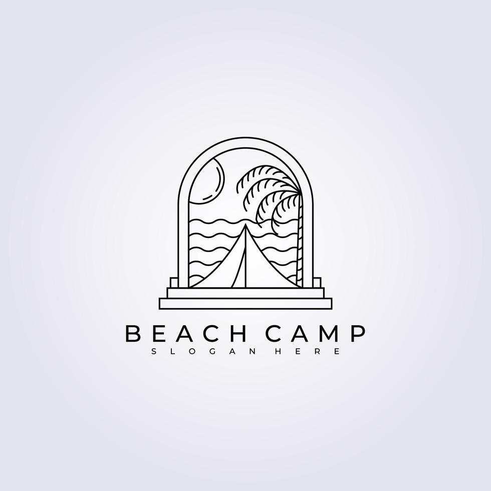 acampamento de praia surf design de ilustração vetorial de logotipo do oceano vetor