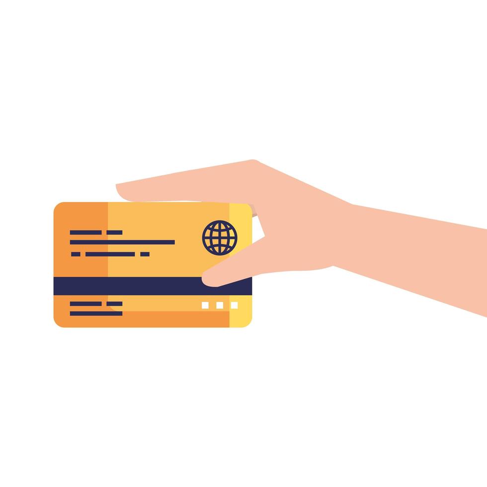 mão segurando o design vetorial de cartão de crédito vetor