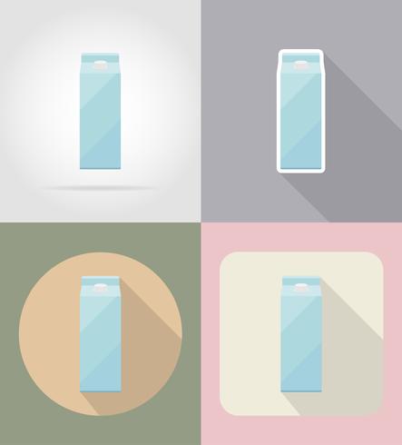 bebida de leite embalagem e objetos ícones plana ilustração vetorial vetor