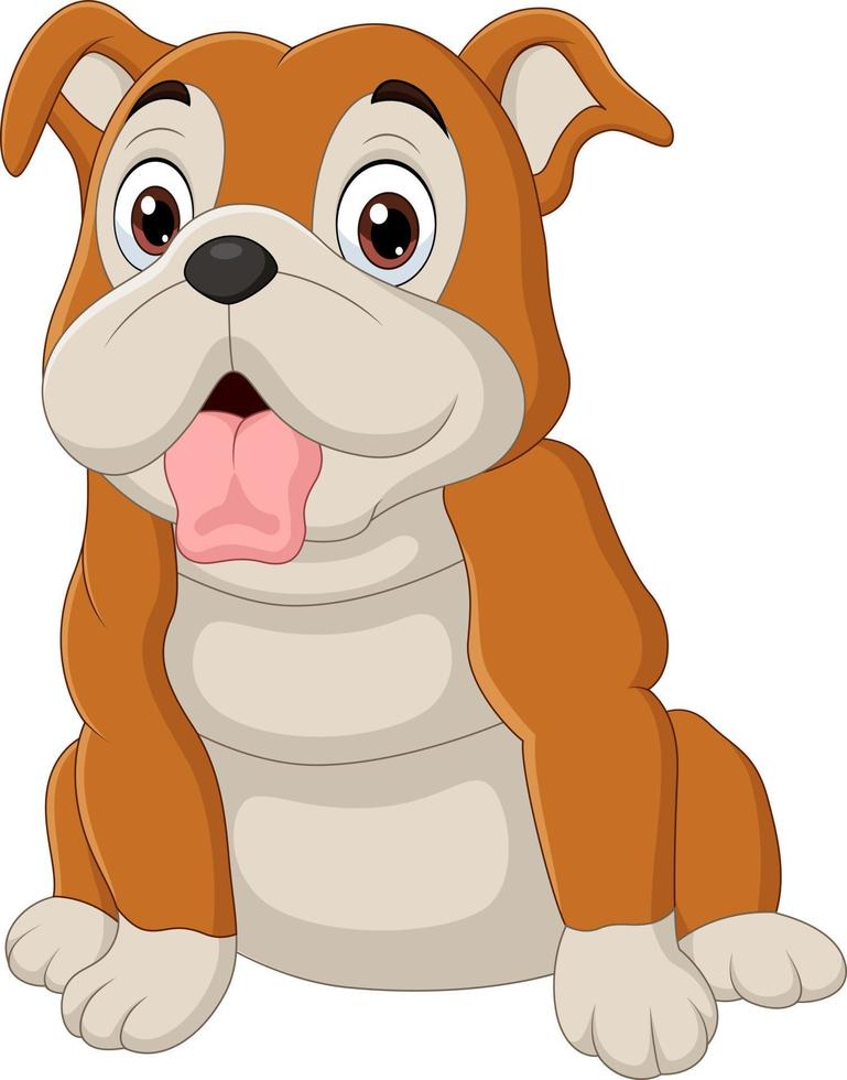 bulldog de desenho animado sentado com a língua de fora vetor