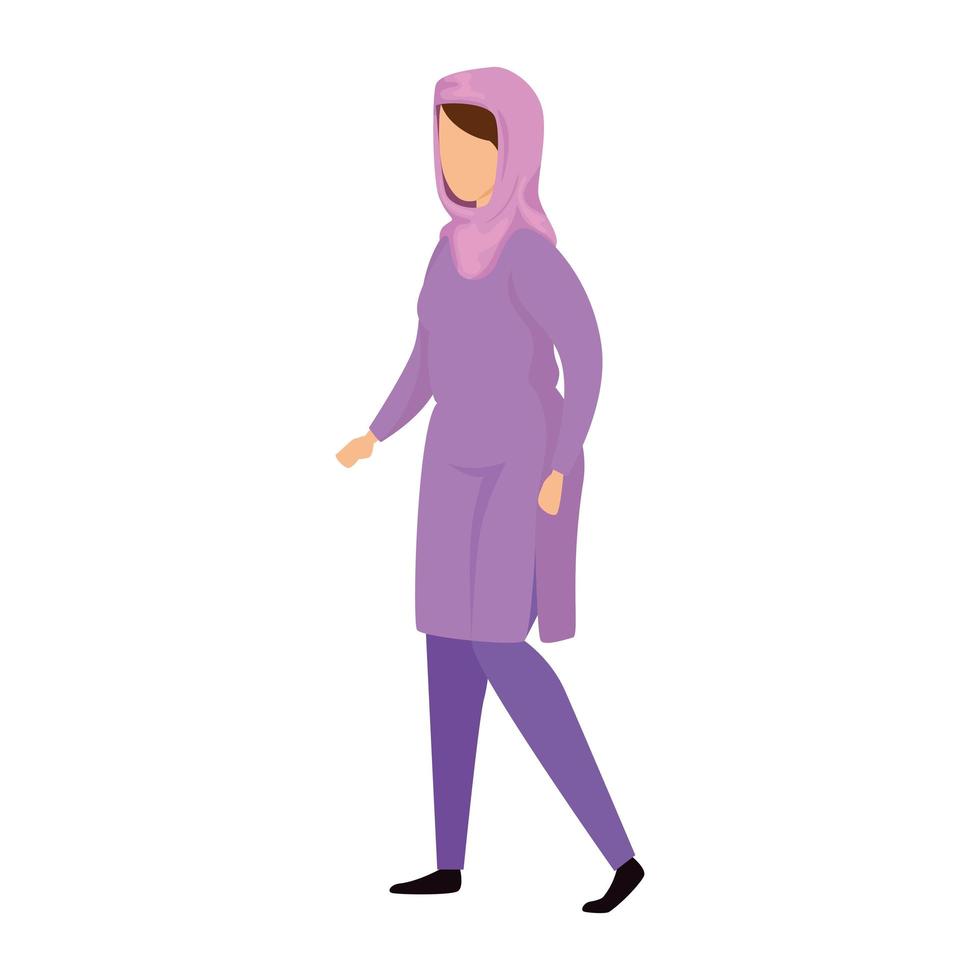 mulher muçulmana com roupas tradicionais em fundo branco vetor