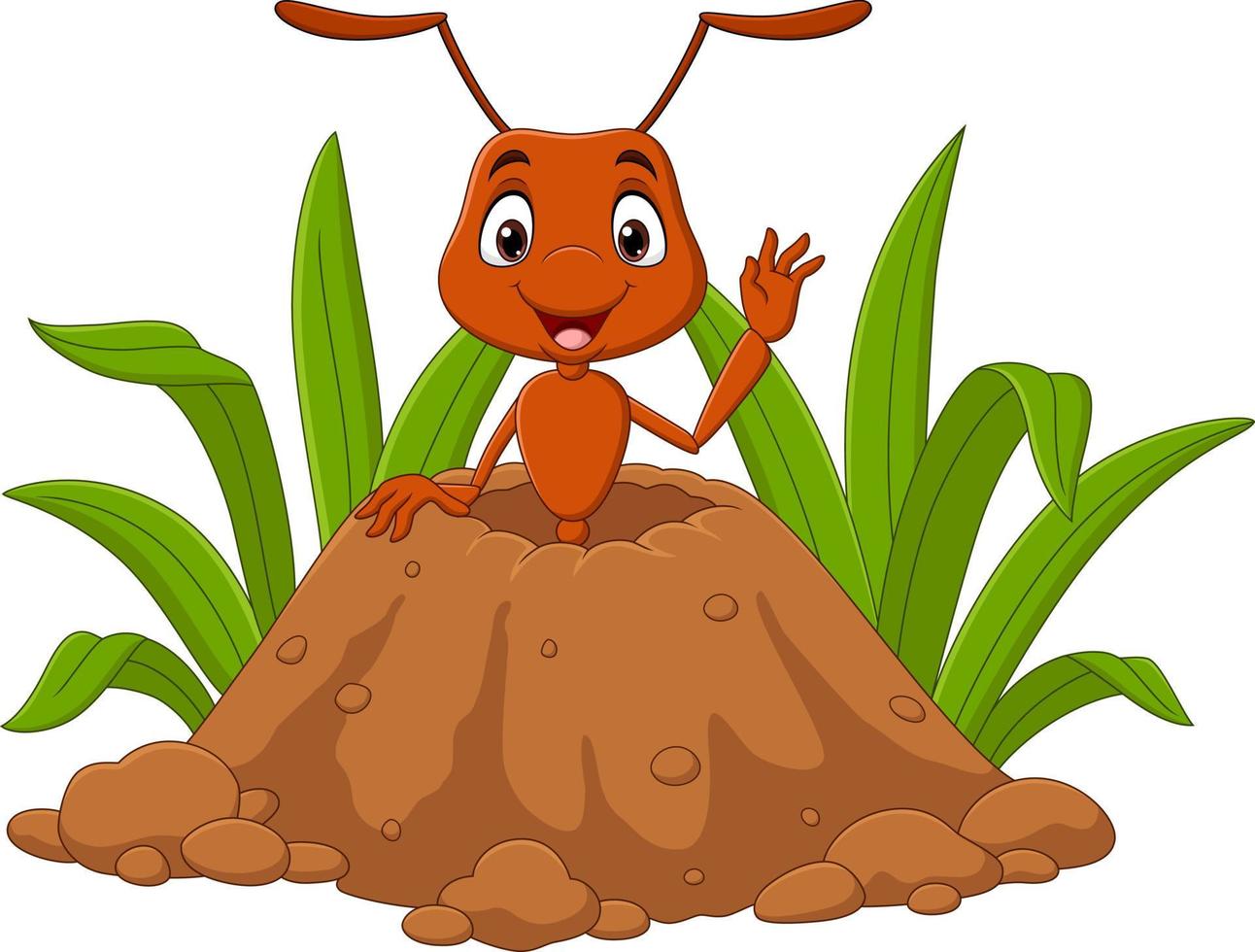 formigas de desenho animado no formigueiro vetor