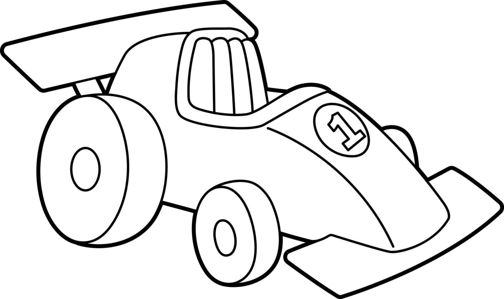 página para colorir de carro de corrida isolada para crianças