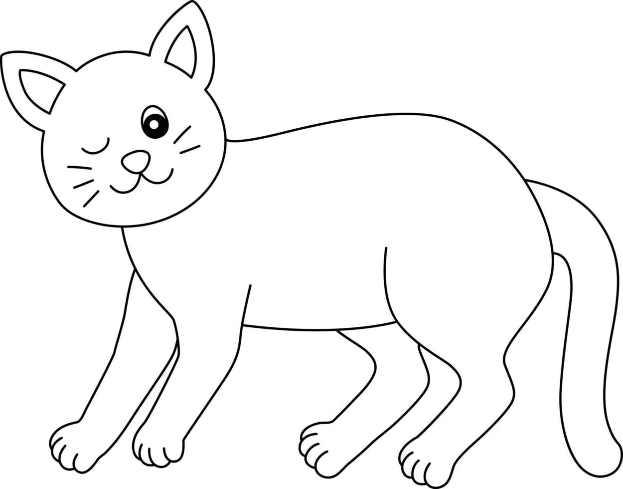 gato para colorir isolado para crianças vetor