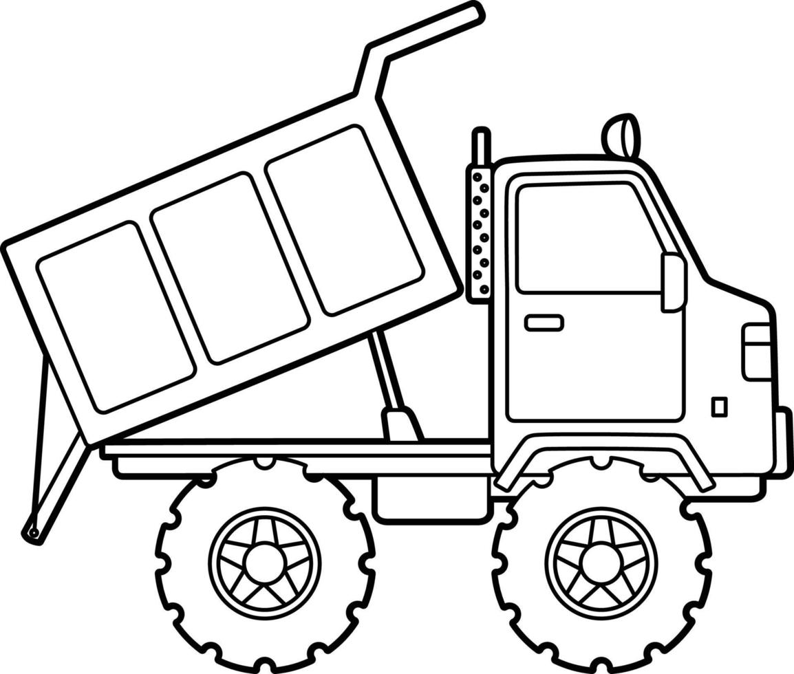 página para colorir de caminhão basculante isolada para crianças vetor