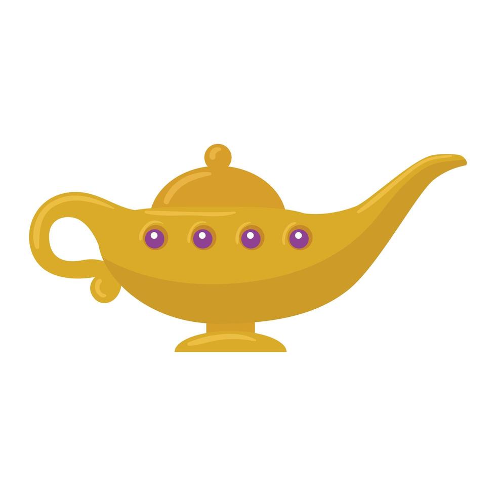 ícone de lâmpada mágica árabe dourada sobre fundo branco vetor