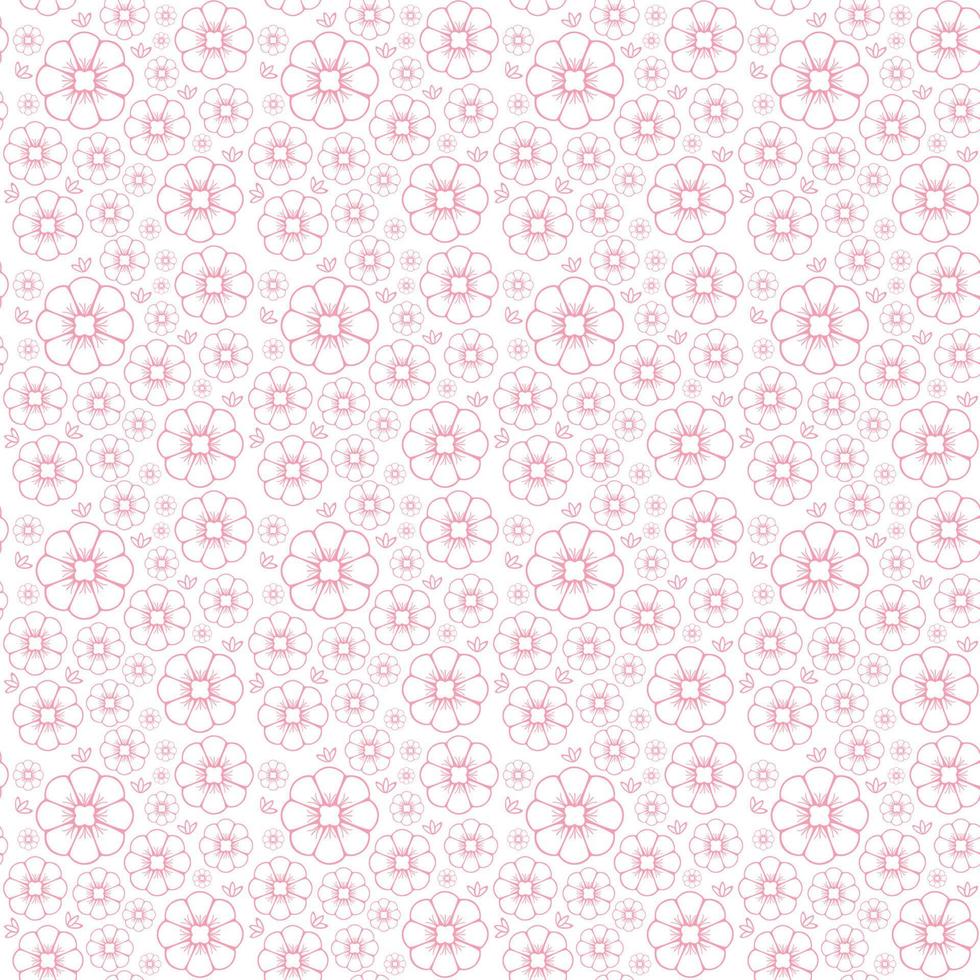 design de padrão de flor rosa com fundo branco vetor