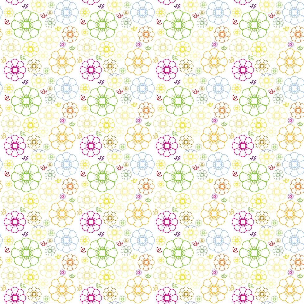 design de padrão floral de cor alegre com fundo branco vetor