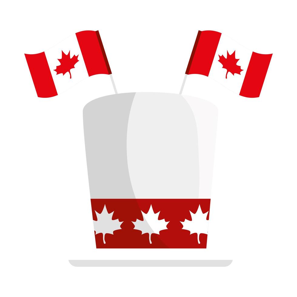 chapéu canadense com bandeiras do feliz dia do Canadá desenho vetorial vetor