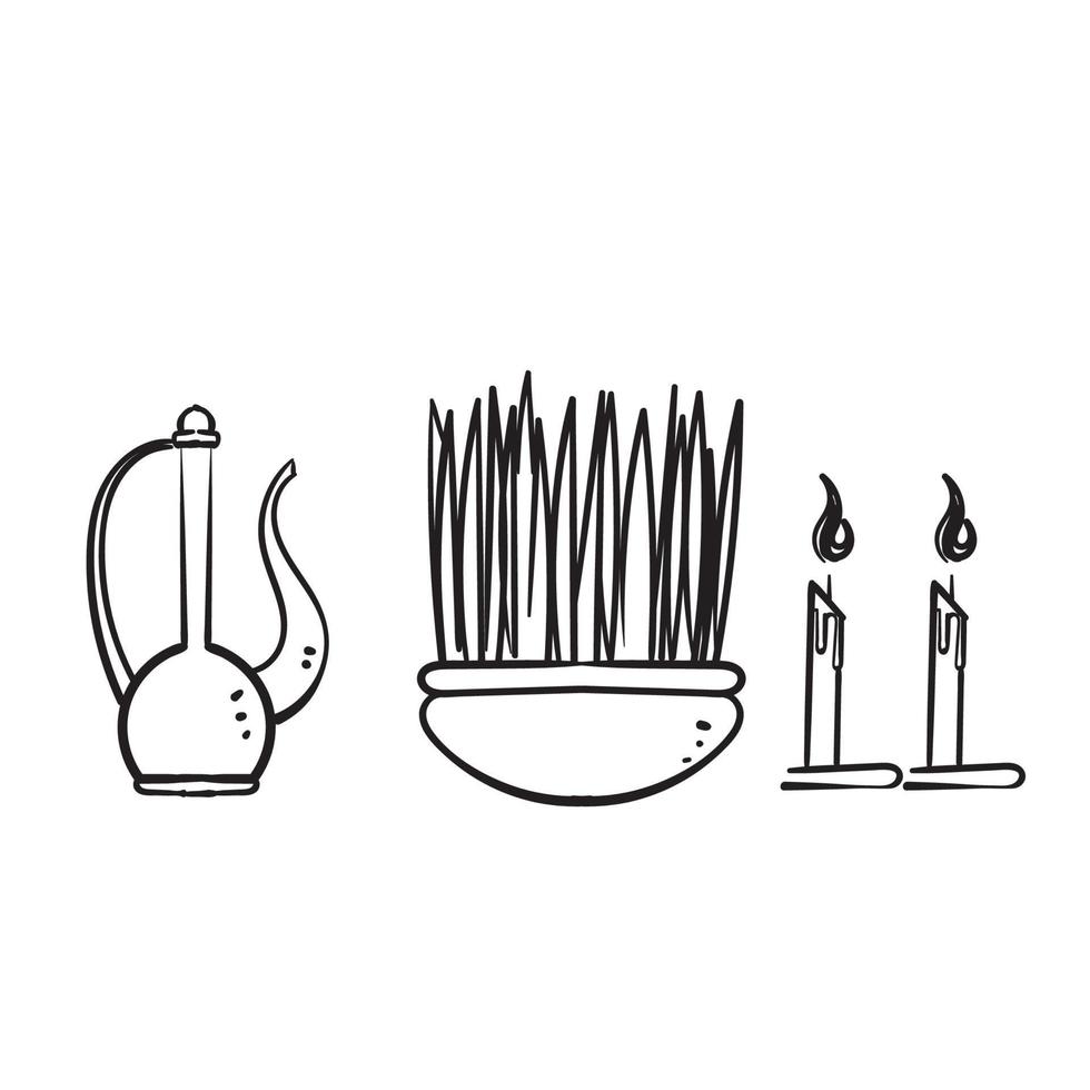 doodle desenhado à mão dia internacional do vetor de ilustração de celebração de nowruz