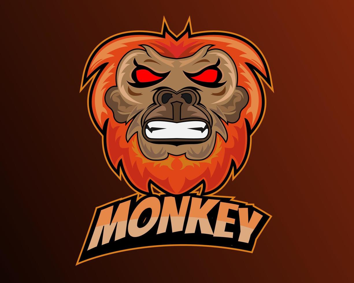 design de ilustração vetorial do modelo de logotipo de esport de macaco vetor