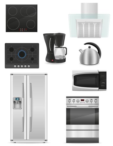 conjunto de ilustração de vetor de aparelhos de cozinha