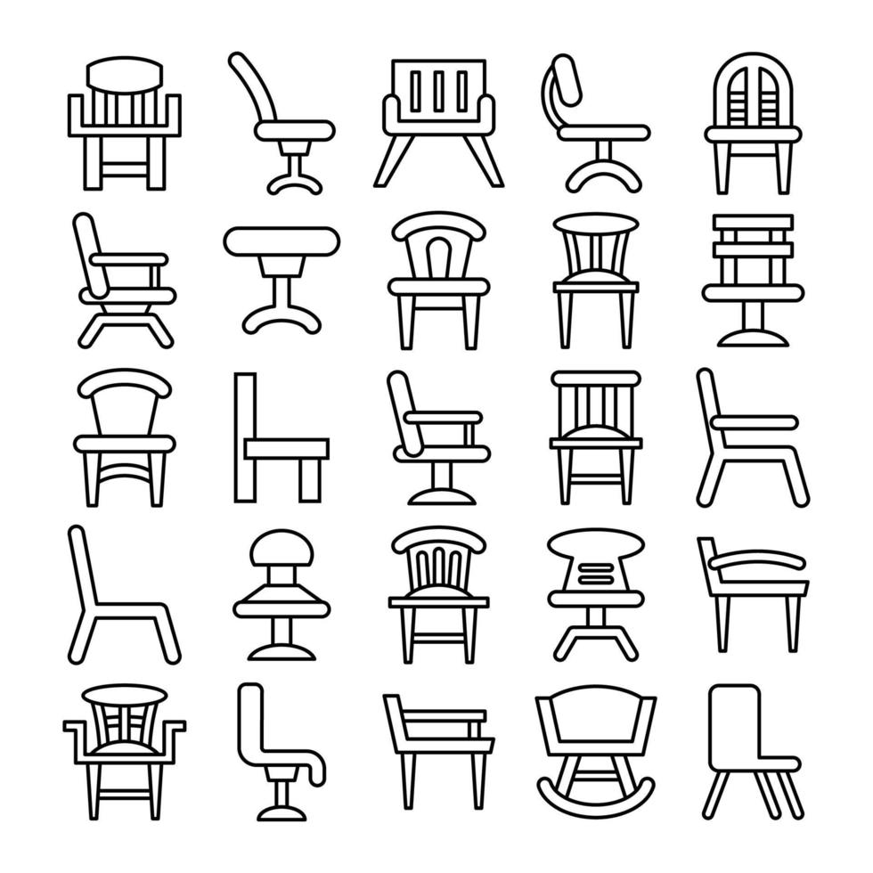 ícones de linha de cadeira vetor