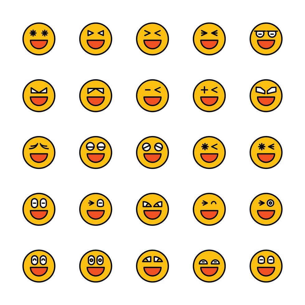 ilustração vetorial de conjunto de emoticons engraçados vetor