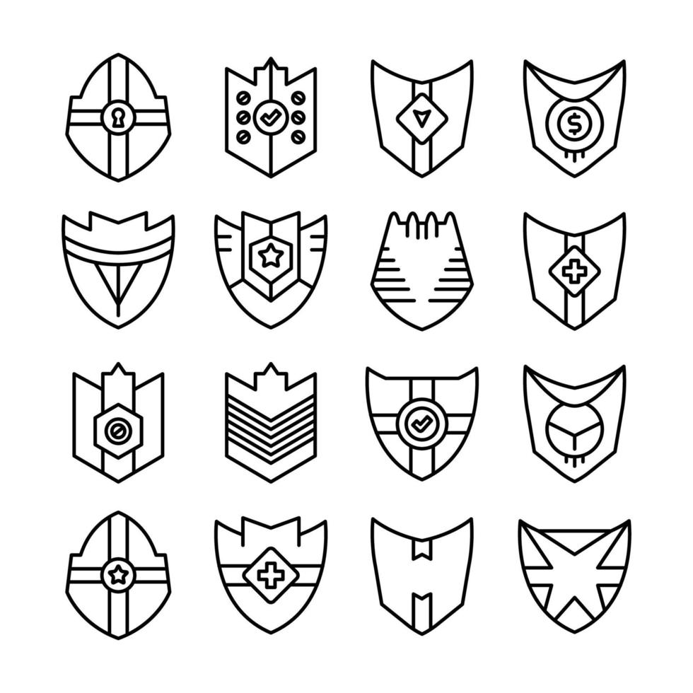 conjunto de ícones de distintivo de escudo vetor