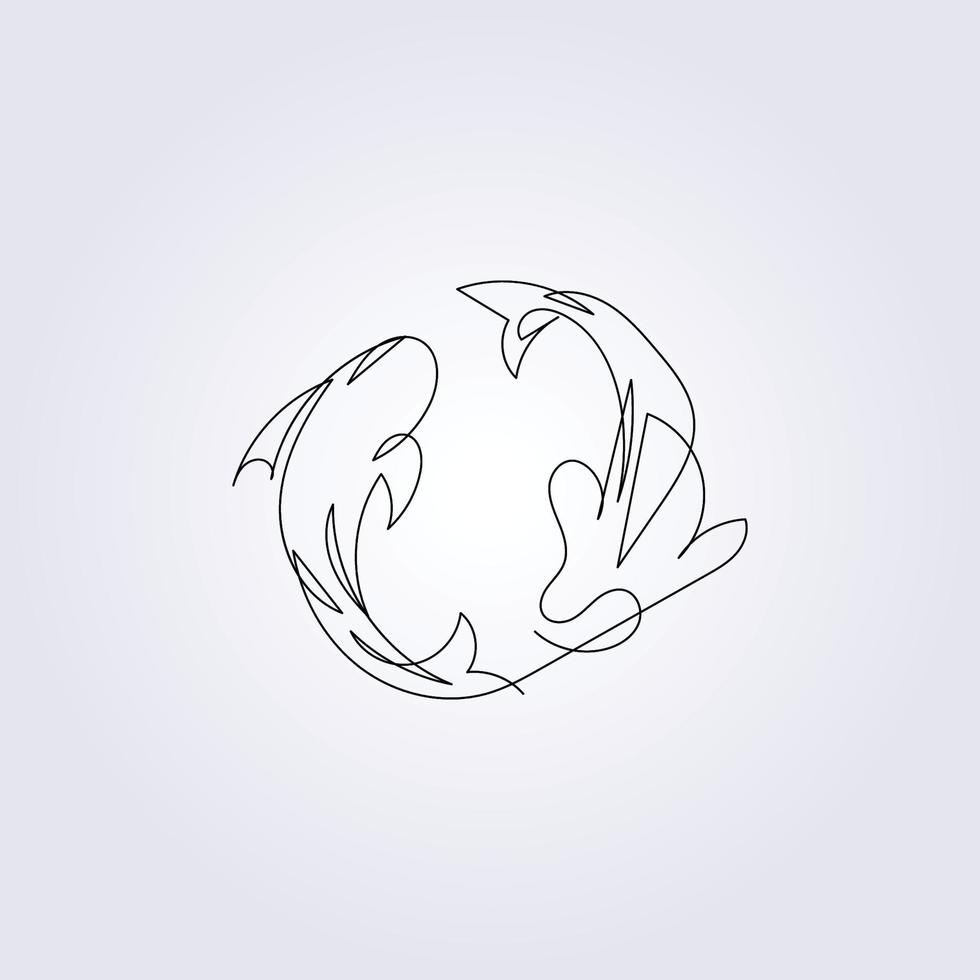 uma linha koi fish desenhar esboço logotipo ícone símbolo ilustração vetorial design uma linha continua linear peixe vetor