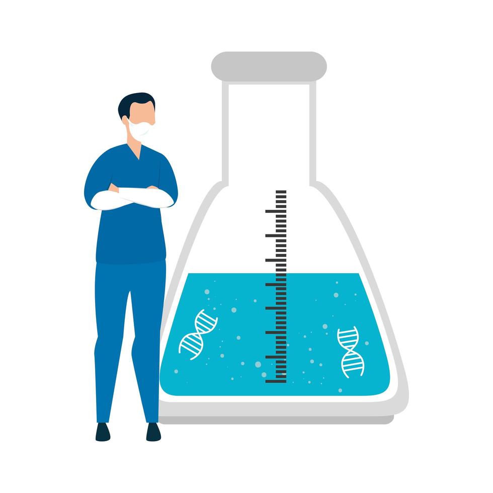 paramédico com teste de ícone isolado de dna vetor