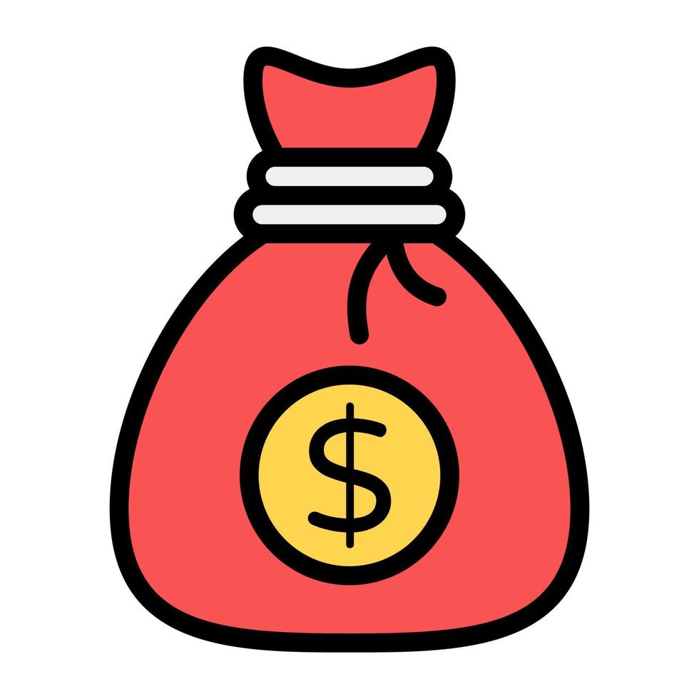 ícone de saco de dinheiro em estilo moderno simples vetor
