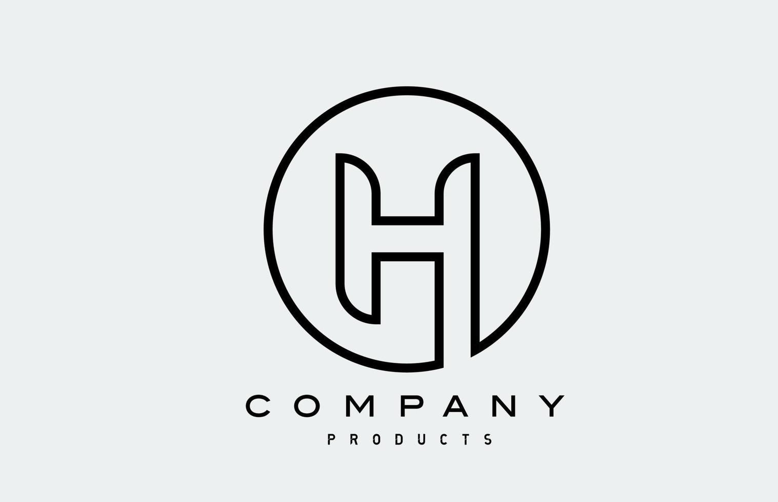 ícone do logotipo da letra do alfabeto simples de linha preta h. modelo de design criativo para negócios vetor