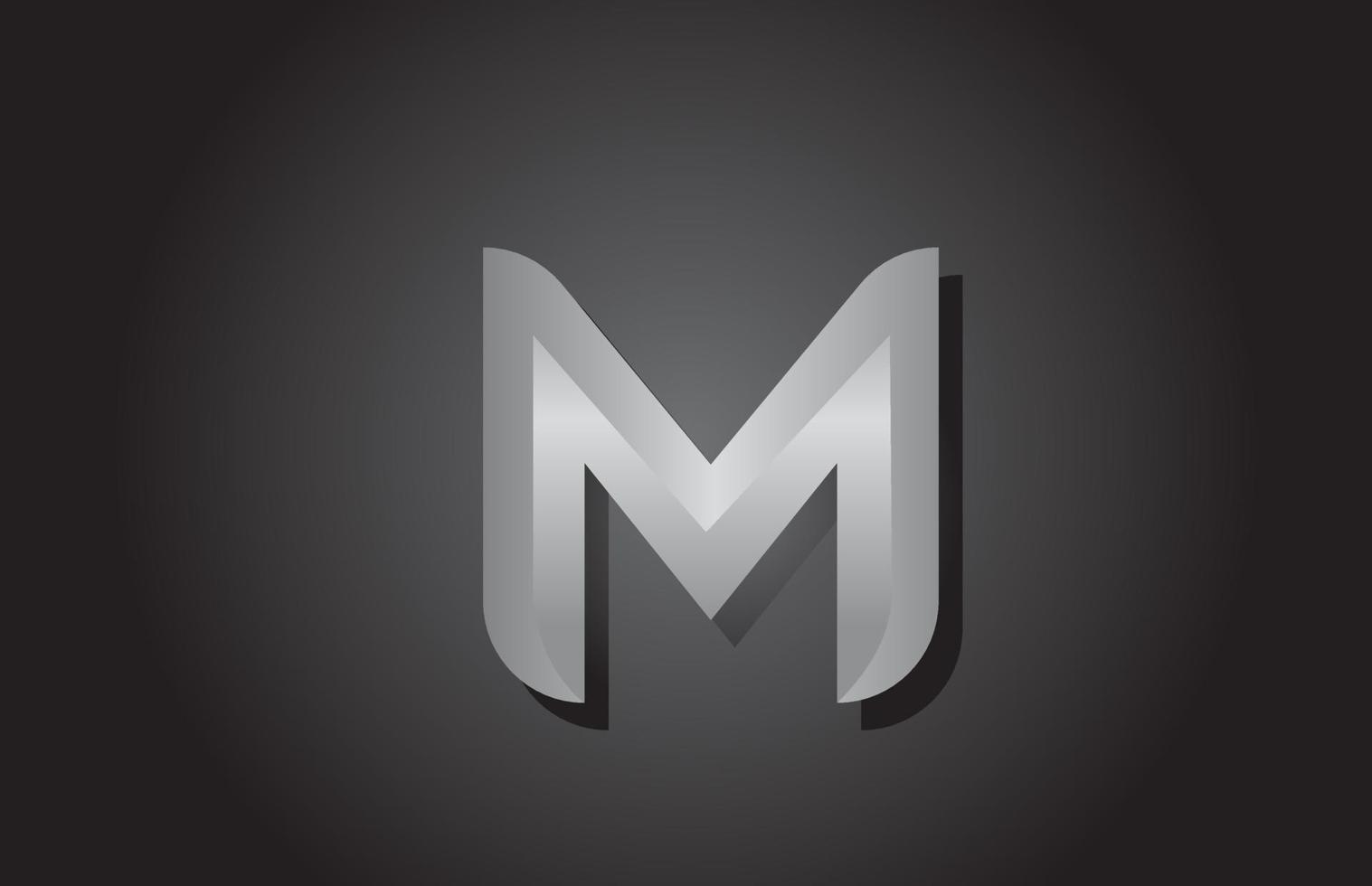 design de logotipo de ícone de alfabeto letra m cinza. modelo de empresa para negócios vetor