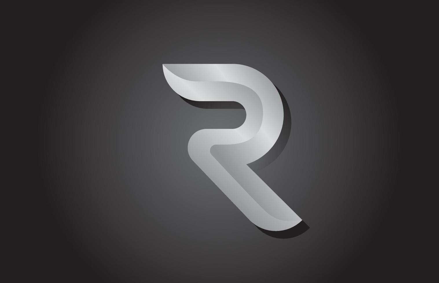 design de logotipo de ícone de alfabeto letra cinza r. modelo de empresa para negócios vetor