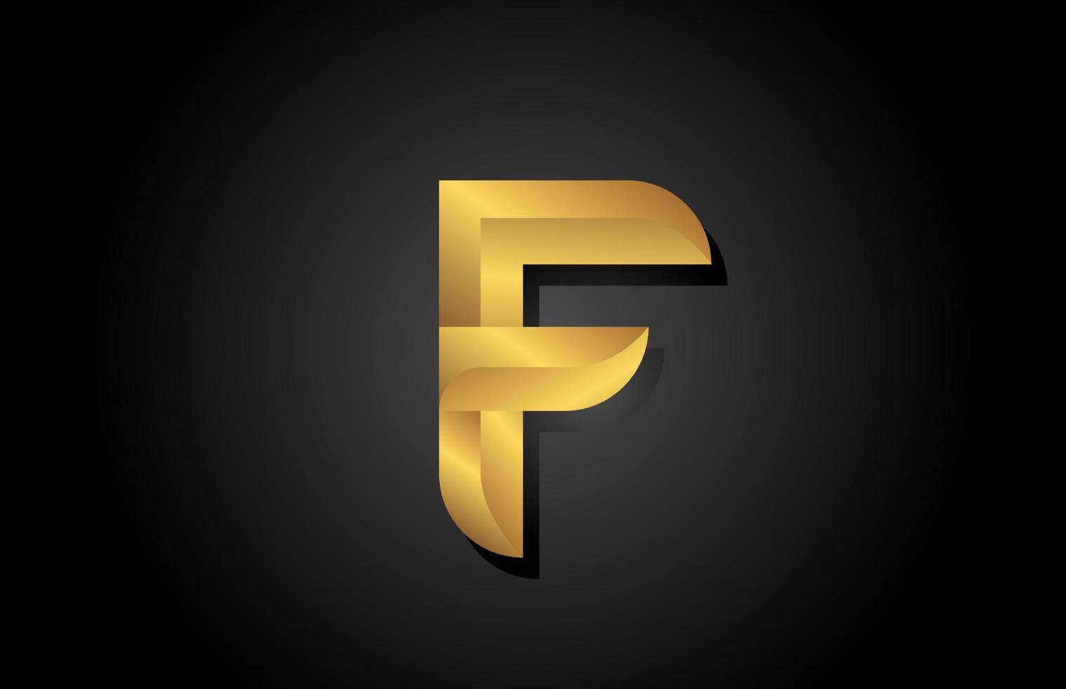 ouro dourado f design de ícone do logotipo da letra do alfabeto. modelo de empresa para negócios de luxo vetor