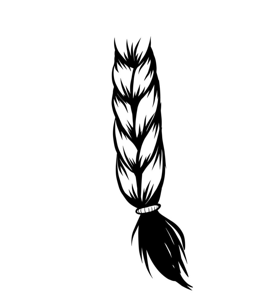 trança isolada penteado doodle esboço ícone ilustração vetorial arte de linha preta desenho beleza cabelo moda logotipo vetor