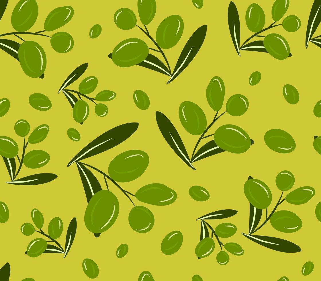 ramo de oliveira folhas verdes padrão vetorial ilustração perfeita impressão orgânica fresca natureza comida embalagem papel design frutas vetor