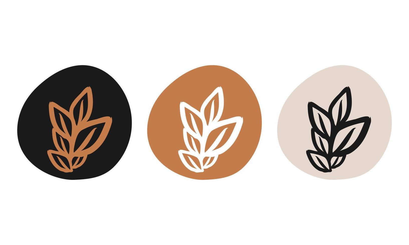 ilustração botânica design de logotipo de vetor coleção conjunto de ícones de logotipo de luxo destaca decoração floral doodle de ervas elementos desenhados à mão rótulo de marca da empresa