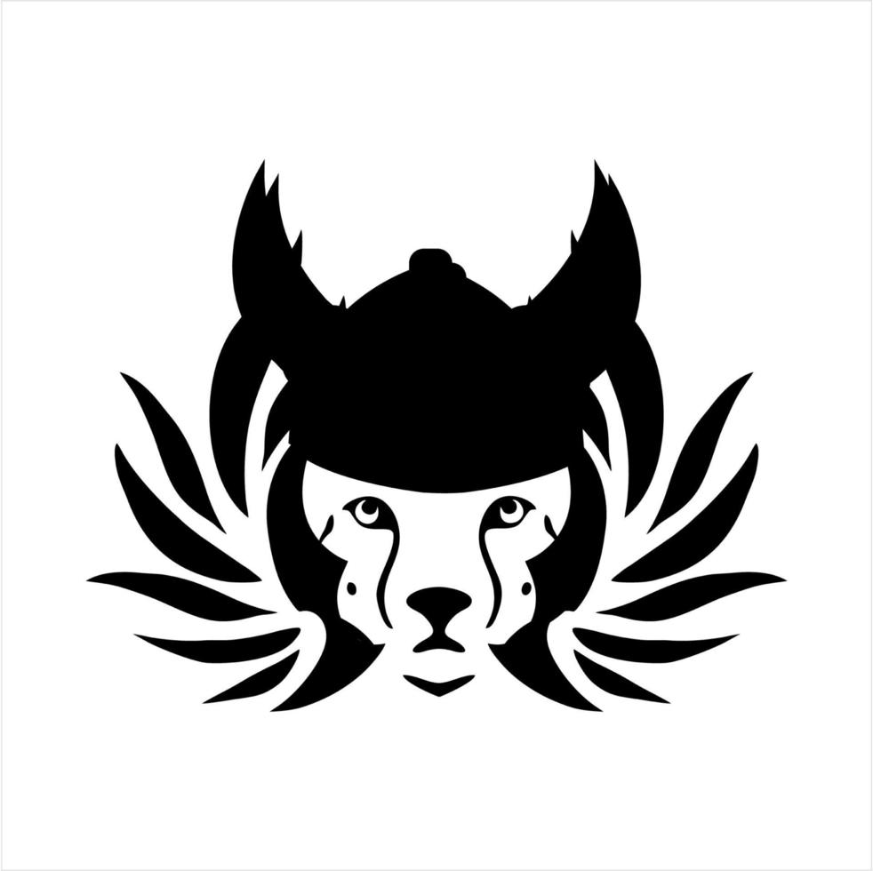 tatuagem tribal ilustração de cabeça de leão viking e logotipo vetorial vetor