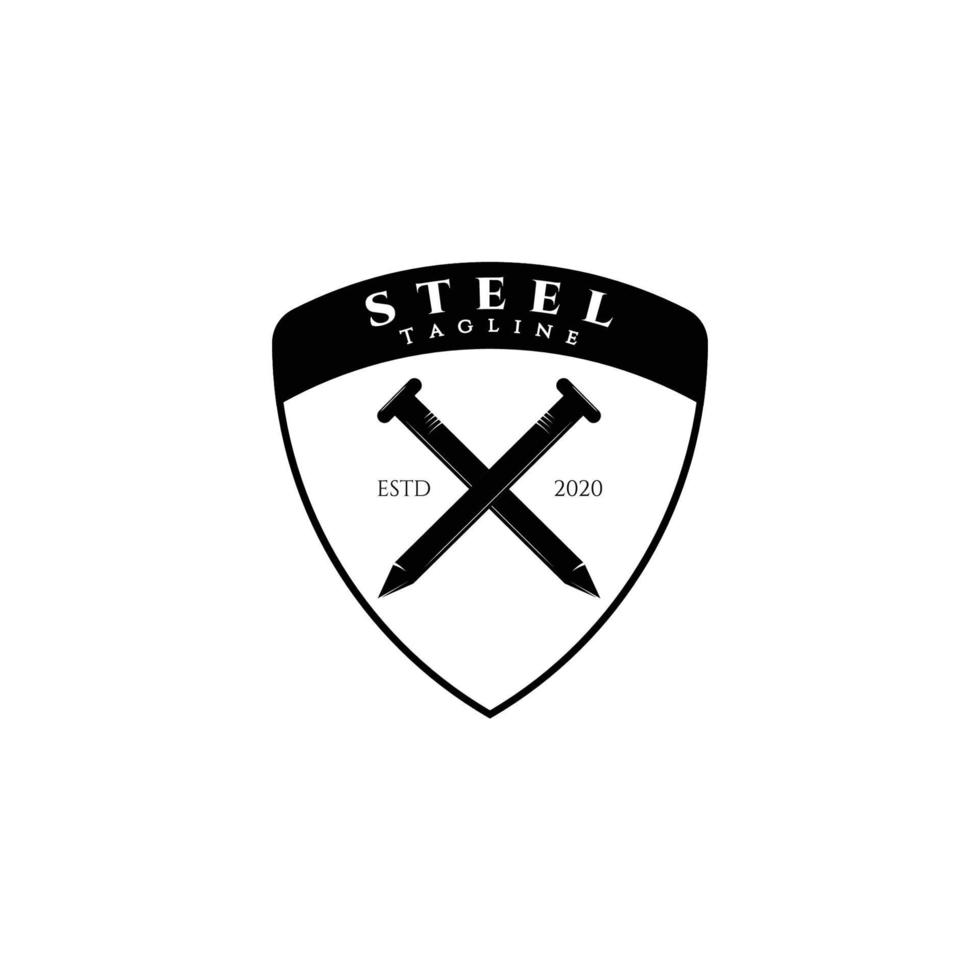 design de ilustração vetorial de logotipo de aço, prego de aço vetor