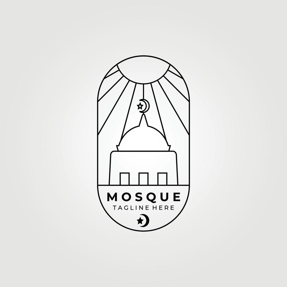 vetor de logotipo de mesquita, ilustração de arte de linha, gráfico de design vintage, logotipo muçulmano