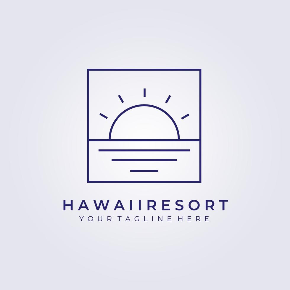 pôr do sol nascer do sol havaí resort paraíso logotipo ilustração vetorial design vetor