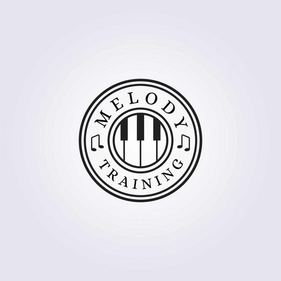 piano teclado melodia treinamento logotipo ilustração vetorial design linha arte vintage vetor