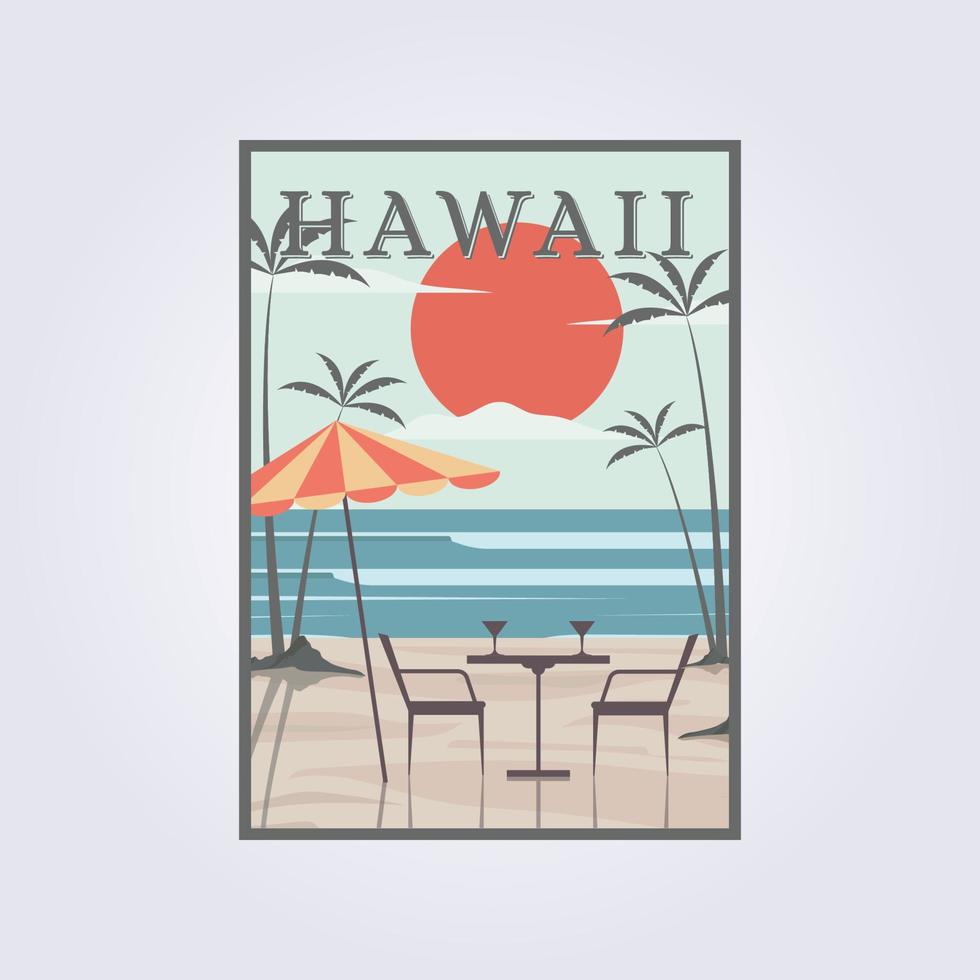 cartaz vintage retrô de praia de verão, lazer na ilha vetor