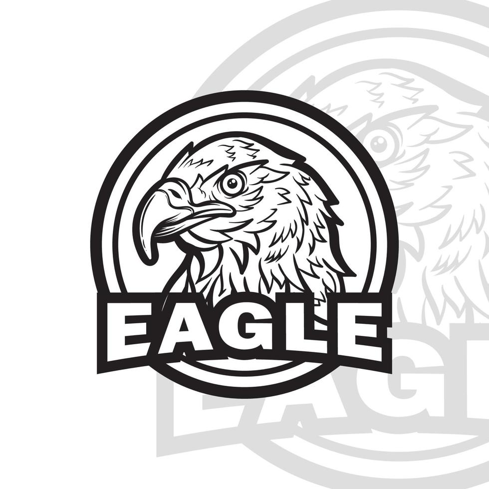 design de logotipo preto e branco de mascote de cabeça de águia vetor
