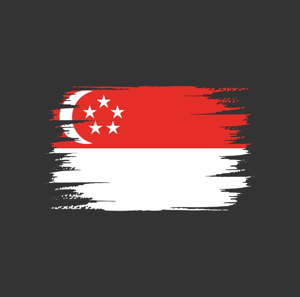 escova de bandeira de singapura vetor