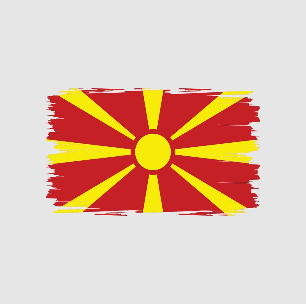 bandeira da macedônia do norte com estilo de pincel aquarela vetor