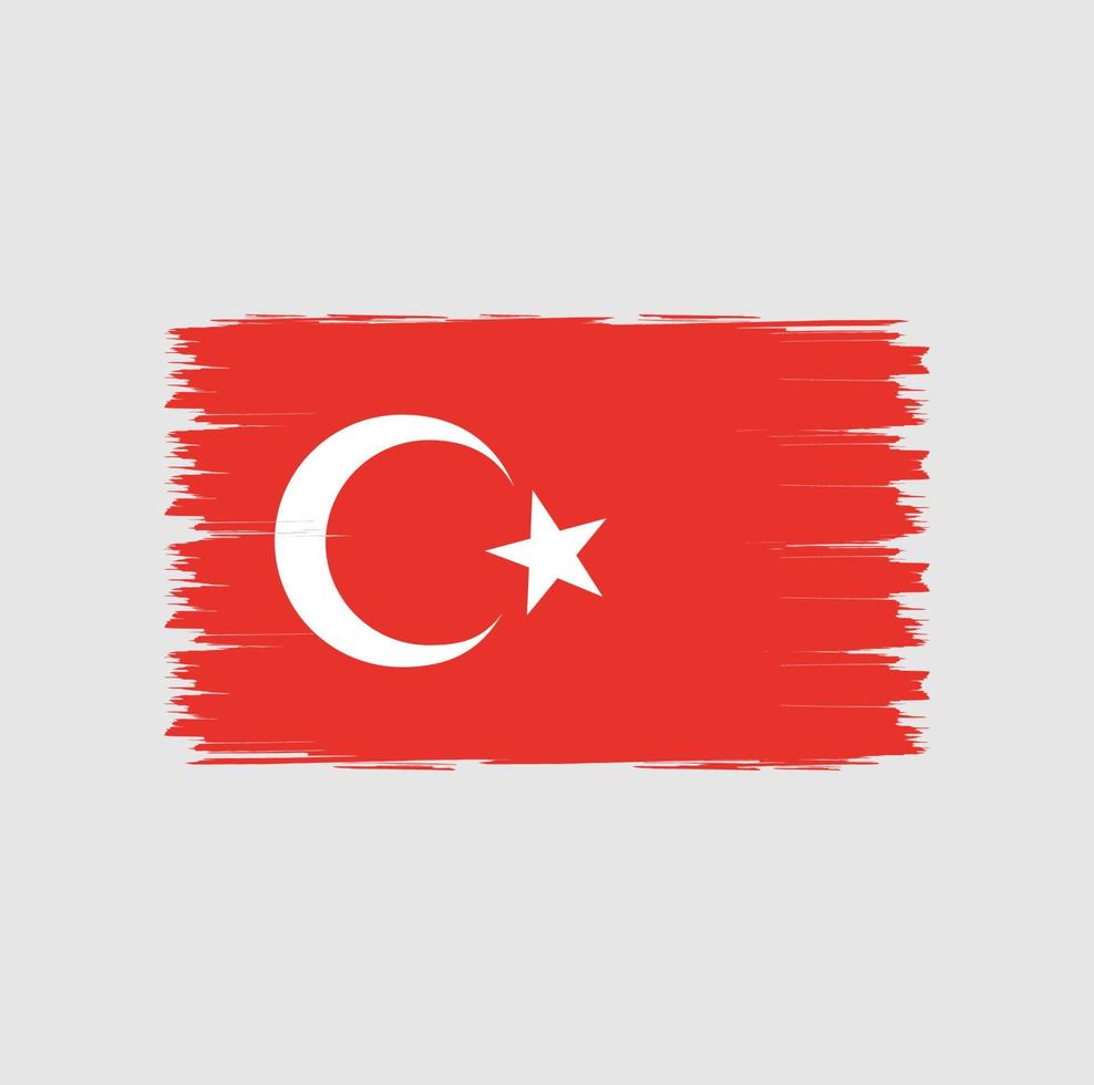 bandeira da turquia com vetor de estilo de pincel aquarela