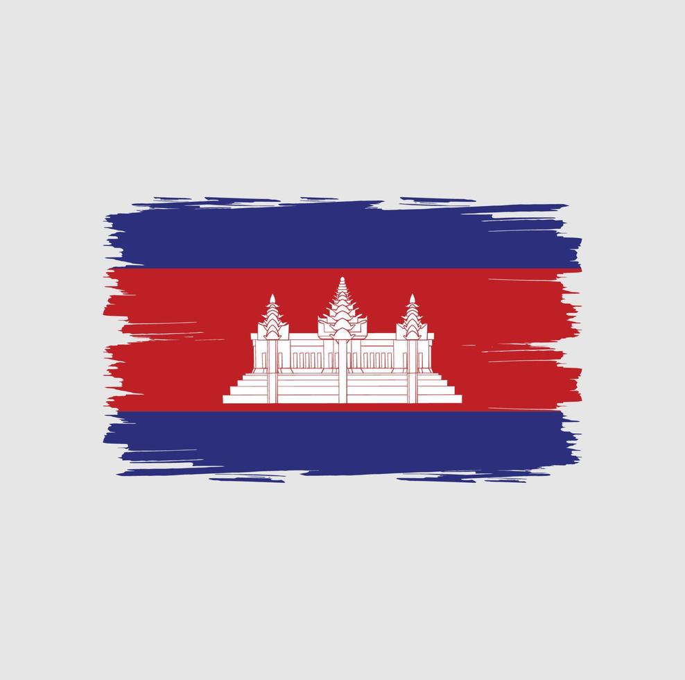 bandeira do camboja com estilo de pincel aquarela vetor